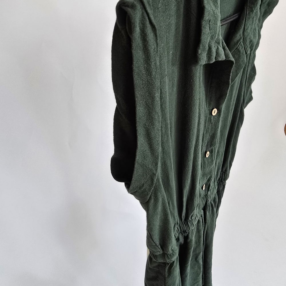 Baltic Born Forest Green Button-Front Romper Shor… - image 6